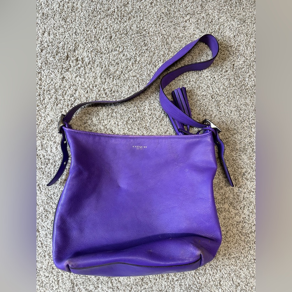Purple leather Coach bag - Picture 1 of 9